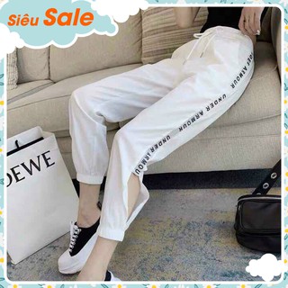 Quần đũi xước nữ viền chữ, quần thể thao, quần bó ống, quần joggers Hot trend Na's store