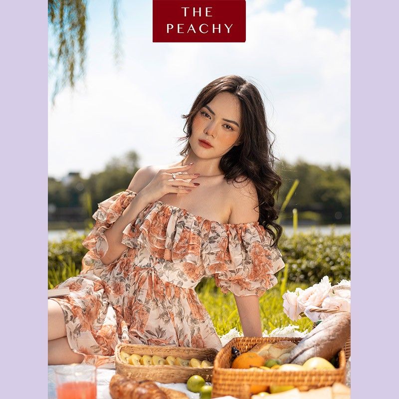 Váy hoa trễ vai tiểu thư Violet Dress dáng ngắn xòe bồng bềnh sexy