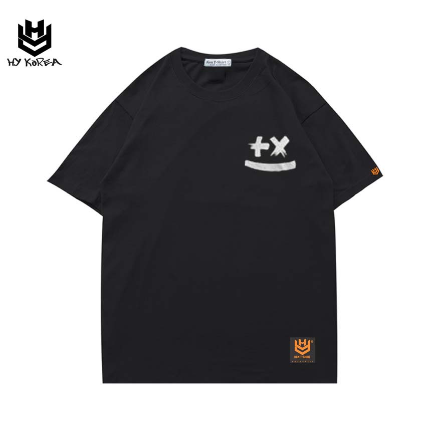 Áo thun tay ngắn HY KOREA nam nữ form rộng unisex in hình XX 327 Vải cotton 75% co giãn 4 chiều