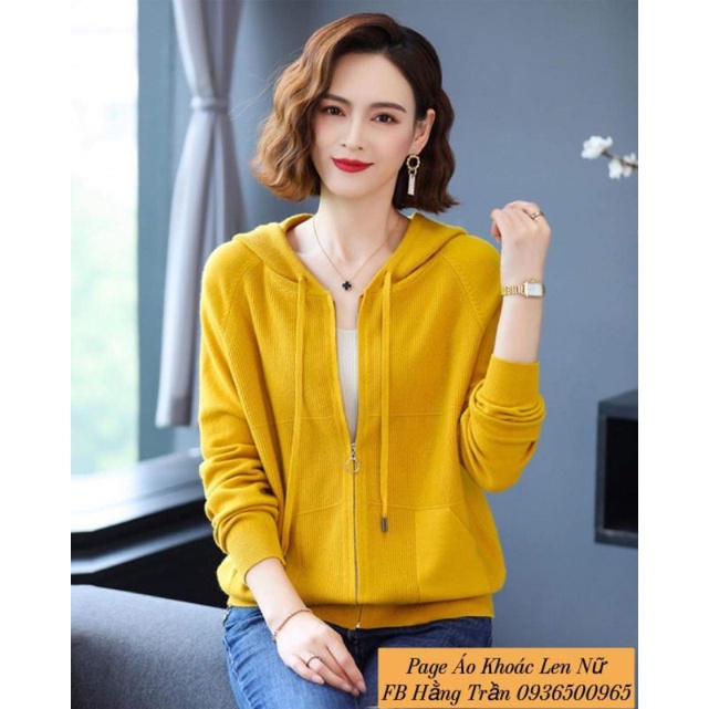 Áo khoác len dây kéo lông cừu dày mịn mát có nón.