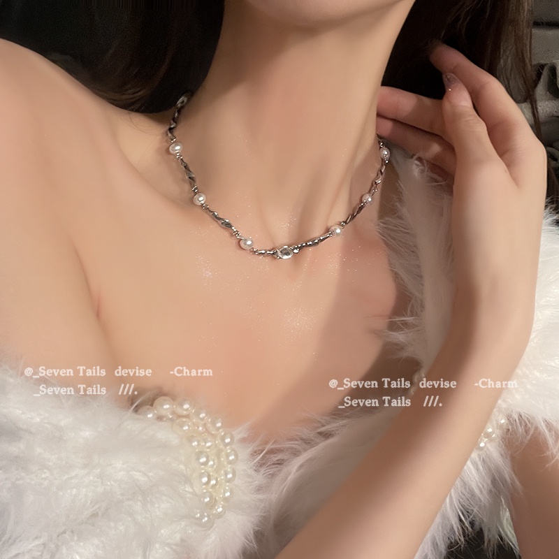 Vòng Cổ choker Đính Ngọc Trai zircon Sang Trọng Thời Trang