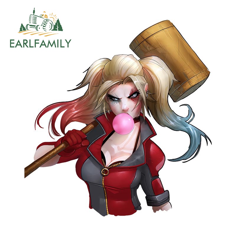 Earlfamily Sticker Dán Chống Trầy 13Cmx12Cm Hình harley quinn Hoạt Hình Trang Trí Xe Hơi