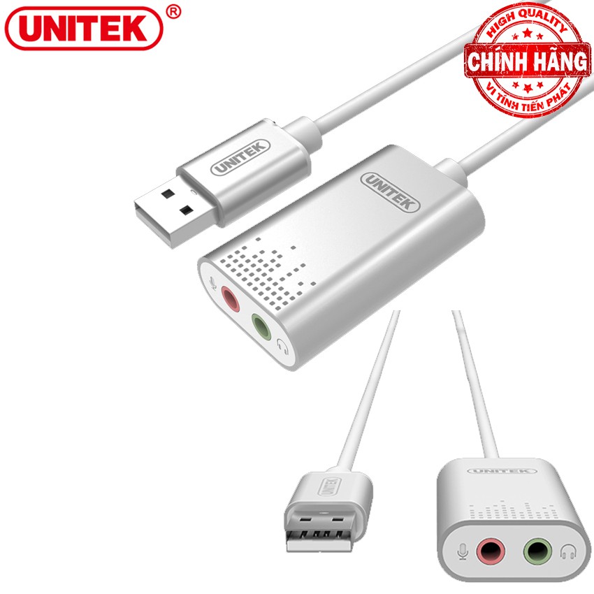 Cáp chuyển USB ra Âm Thanh Sound Audio + Microphone cổng 3.5mm - Unitek Y-247A