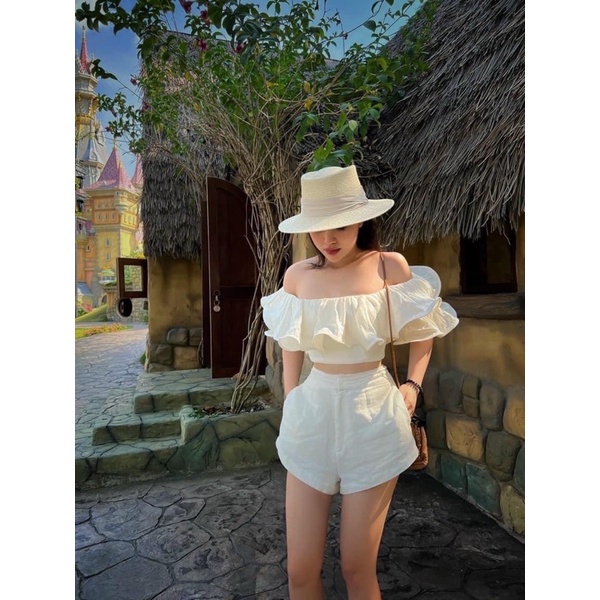 Áo croptop trễ vai 4 màu chất đẹp