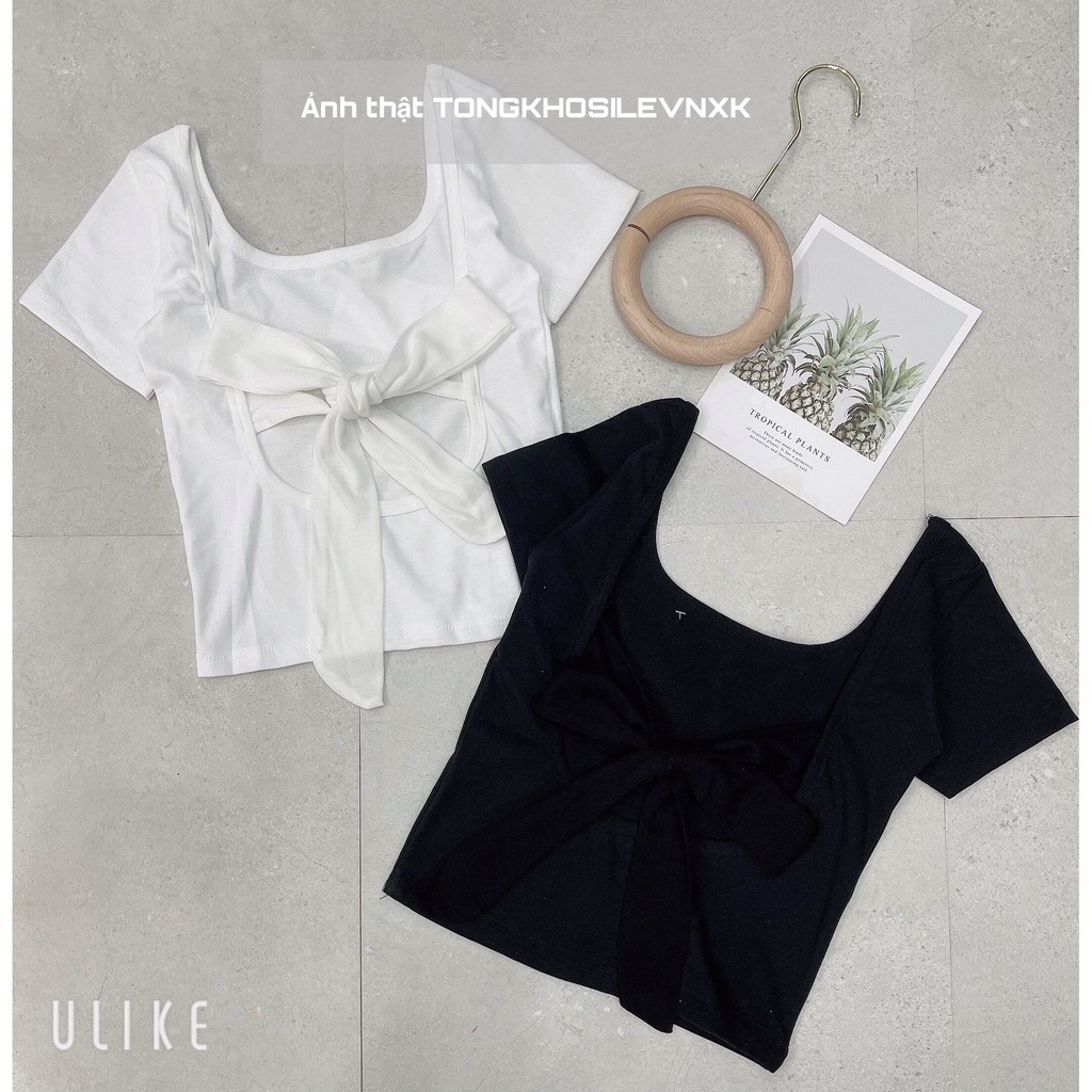 ÁO CROPTOP BODY BUỘC NƠ LƯNG SEXY ĐEN TRẮNG - ÁO CRT NỮ HỞ LƯNG CỘT NƠ PHÍA SAU