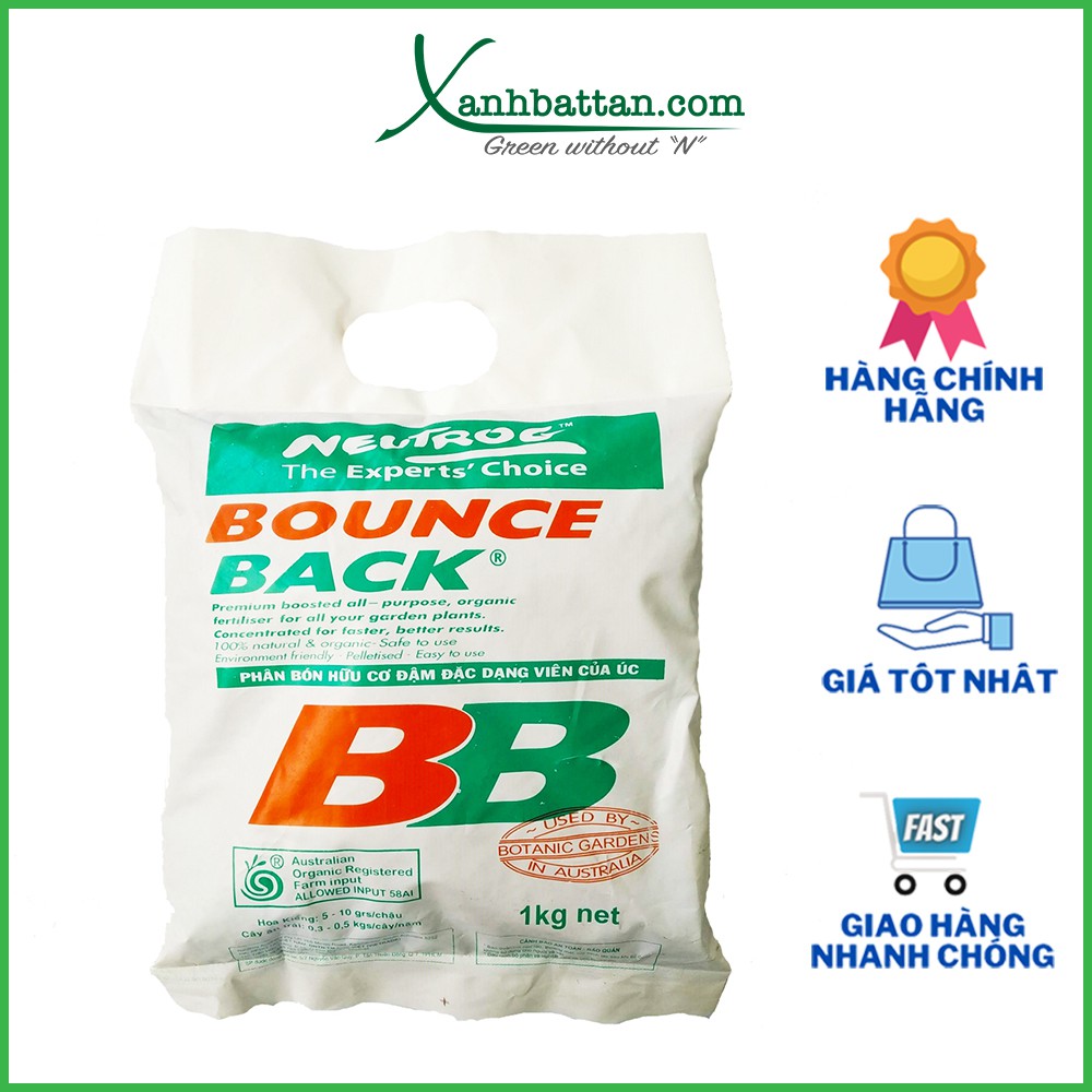 Phân Hữu Cơ Bounce Back Bón Hoa Kiểng, Rau Sạch, Cỏ Sân Vườn Gói 1 Kg