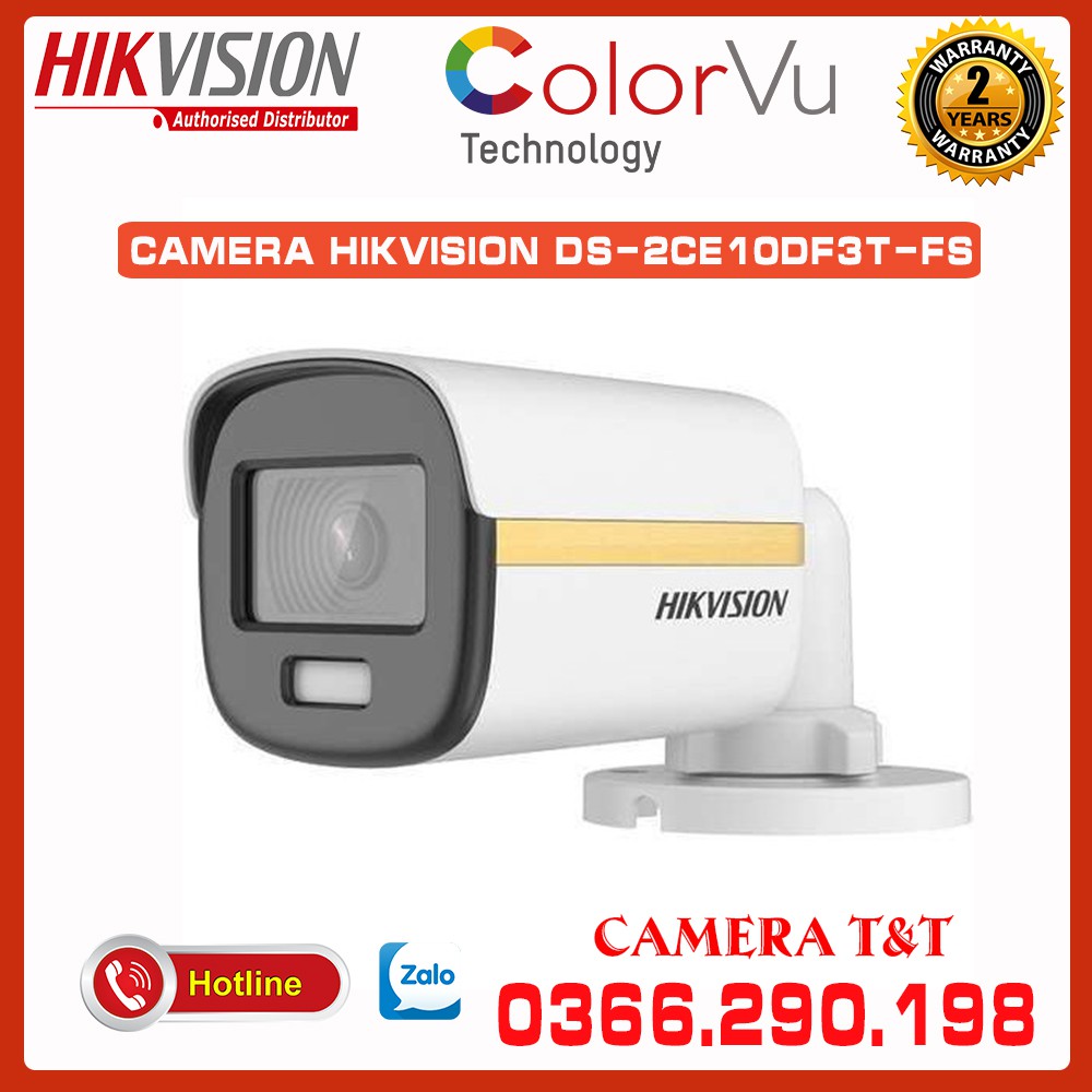 Camera HDTVI ColorVu Hikvision DS-2CE10DF3T-FS - 2MP