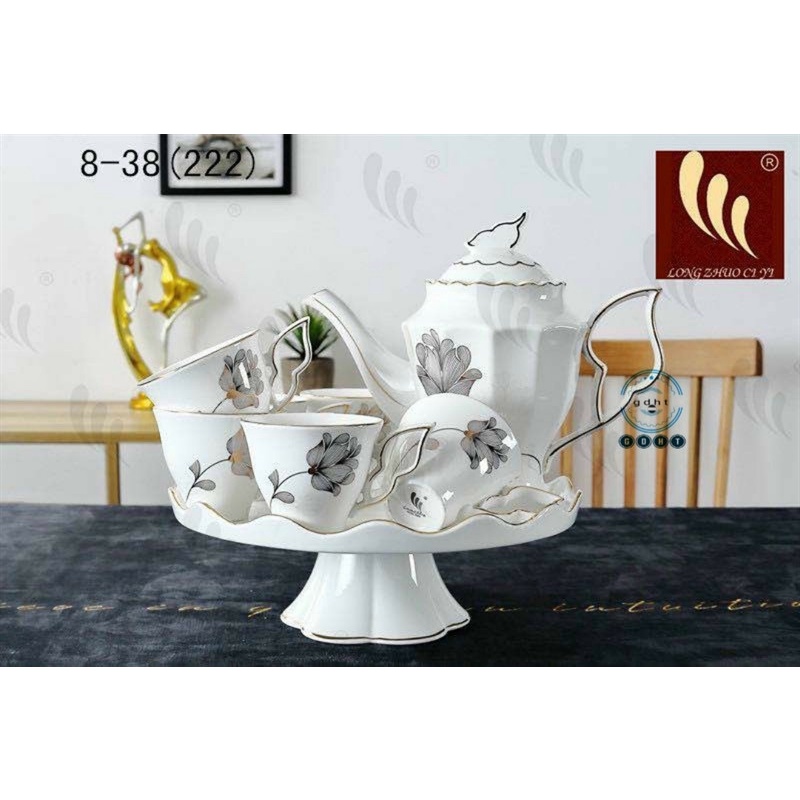 [HÀNG CÓ SẴN] [SHIP LUÔN TẠI HN ] Bộ ấm chén cao cấp hoạ tiết phong cách hoàng gia MẪU KHAY CAO