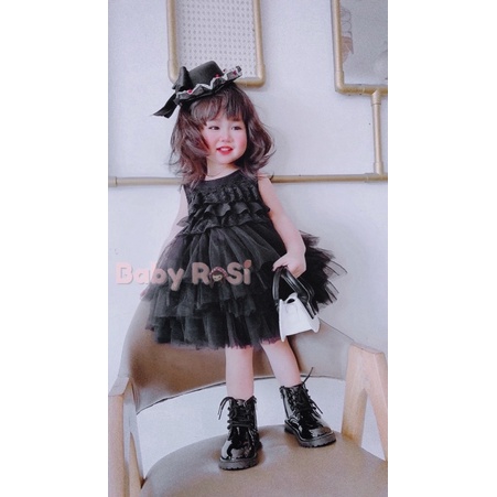 Váy công chúa tầng ren cho bé  đen