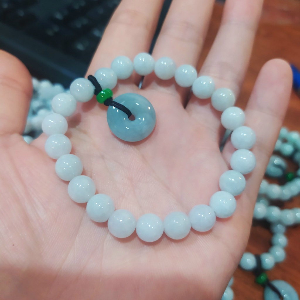 Vòng tay ngọc phỉ thúy tự nhiên - Vòng tay ngọc phỉ thúy charm đồng điếu