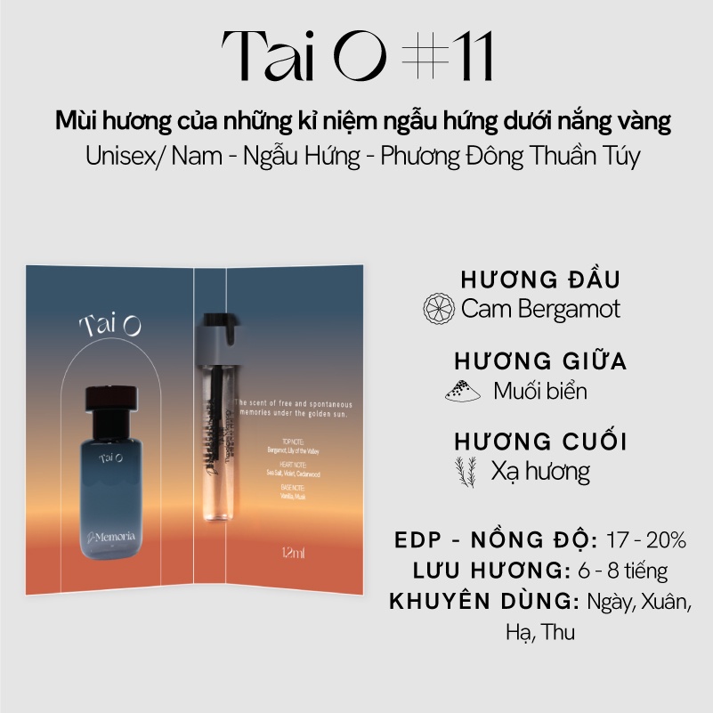 (Qùa tặng không bán) Nước hoa Hàn Quốc De Memoria Minisize 1,2ml - BST Ký Ức Bất Tận, Mùi Hương Phương Đông Lắng Đọng