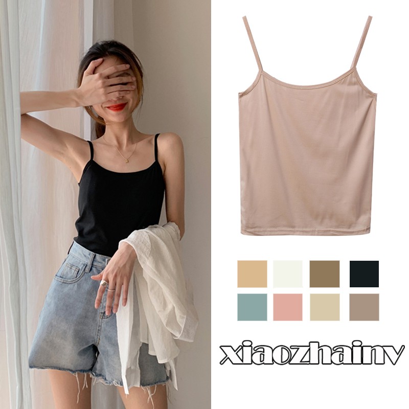 Xiaozhainv Áo Hai Dây Màu Sắc Đơn Giản Dễ Phối Đồ Cho Nữ