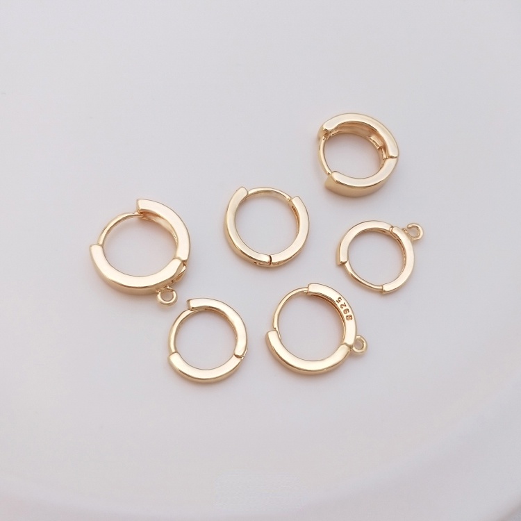 Một Cặp Bông Tai Tròn 14K Bằng Đồng Màu Vàng Đồng Có Khóa Treo Trang Sức Thủ Công