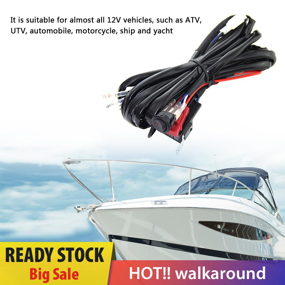 walkaround LED Light Bar Wiring Harness Kit 2 Leads On/Off Switch 40A Relay Fuse IP67