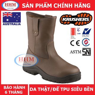 Ủng da bảo hộ Krusher Texas da thật, đế TPU siêu bền, chống đinh, chống va đập