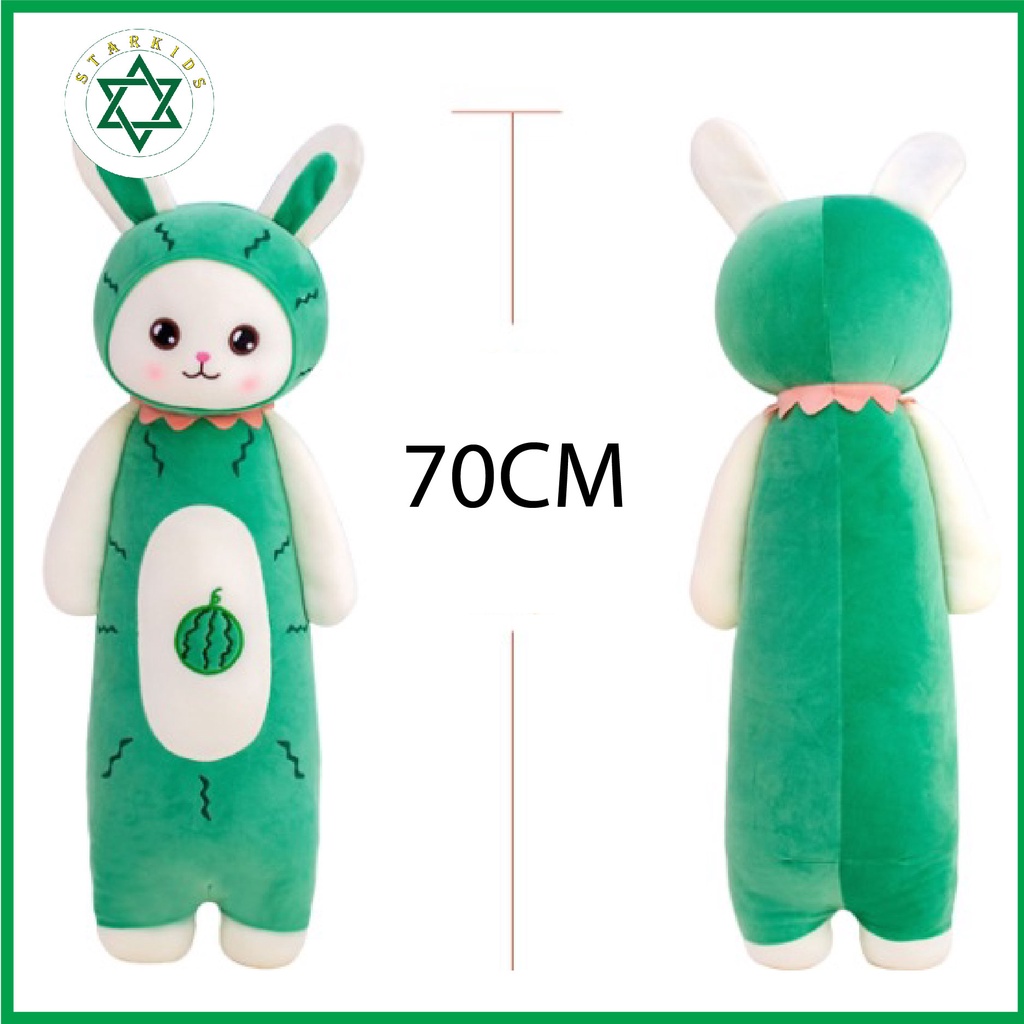Gối ôm hình con thỏ, họa tiết trái cây, chất liệu nhung cao cấp mềm mịn, có khóa ẩn tiện lợi vệ sinh, size 70cm