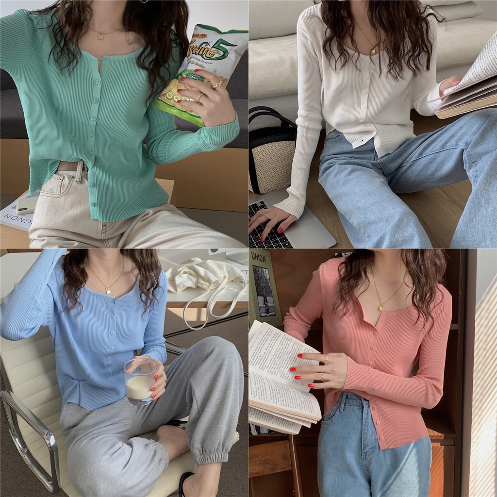 Áo mini cardigan len nhuyễn pastel phong cách Hàn Quốc - AL525
