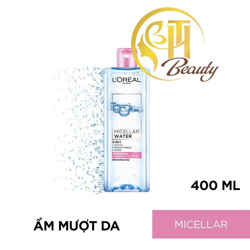[CHÍNH HÃNG] Nước tẩy trang cho mọi loại da L'Oreal Paris 3-in-1 Micellar Water 400ml - HTbeauty | BigBuy360 - bigbuy360.vn