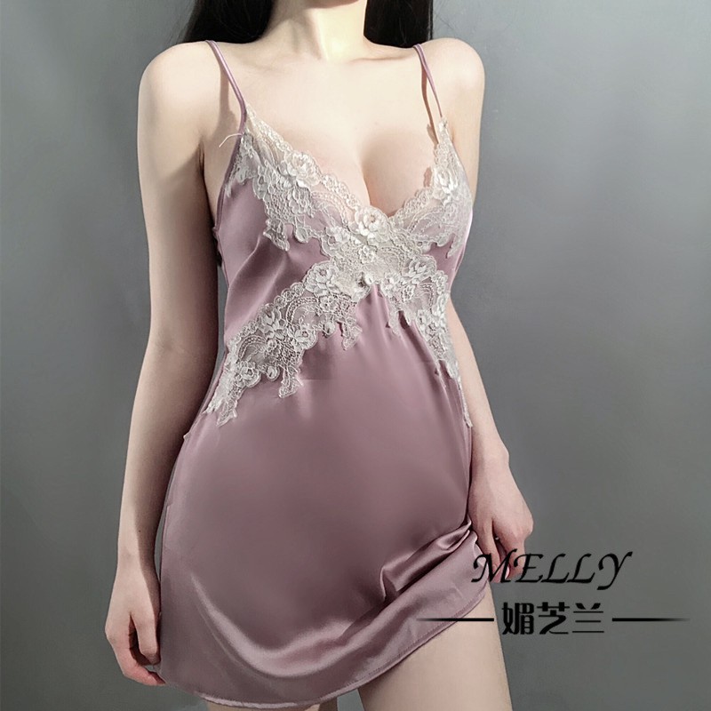 Đầm ngủ Tiểu thư Lụa mix ren dễ thương L239