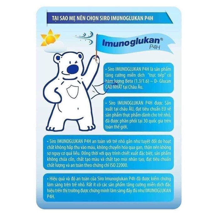 Imunoglukan P4H (mẫu mới KAN syrup) - Tăng đề kháng cho bé, giảm ốm vặt, cảm cúm - Chai 120ml