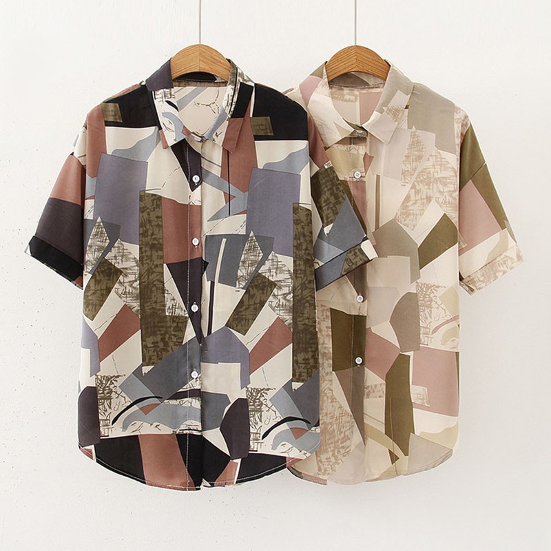 Áo Kiểu Tay Ngắn In Họa Tiết Phong Cách Retro Ngọt Ngào Cho Nữ