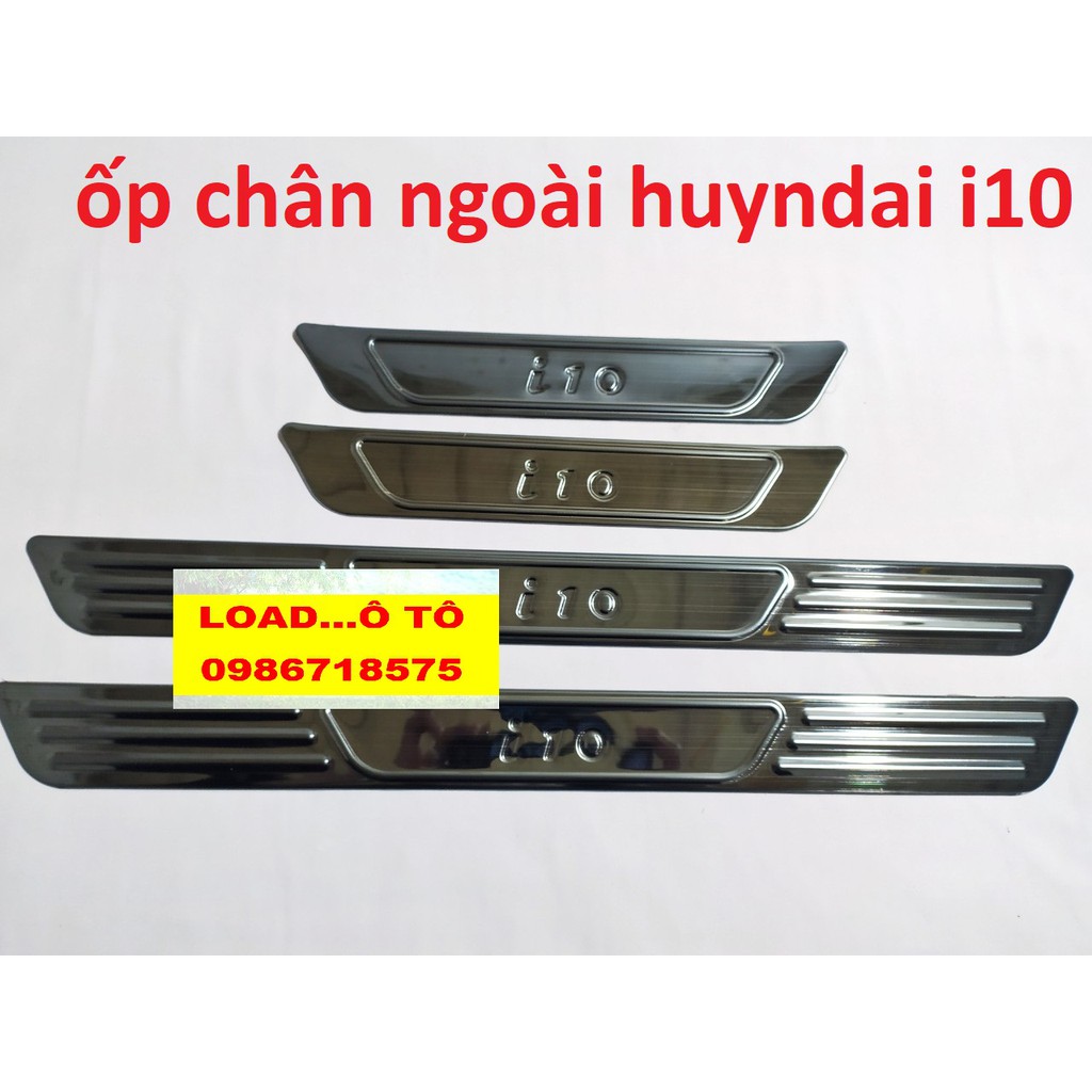 Ốp Bậc Cửa, Nẹp Bước Chân Ngoài Huyndai Grand I10 2022-2014 Mẫu Titan Cao Cấp