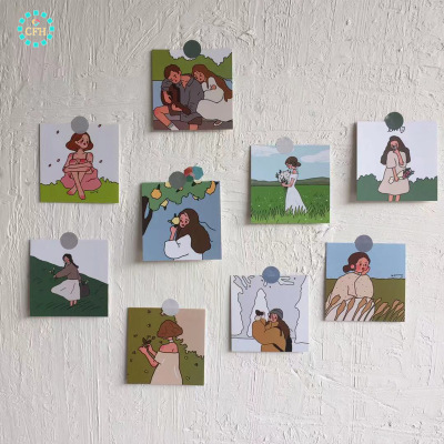 【cfh】Set 9 Thẻ Giấy Trang Trí Họa Tiết Bé Gái Dễ Thương