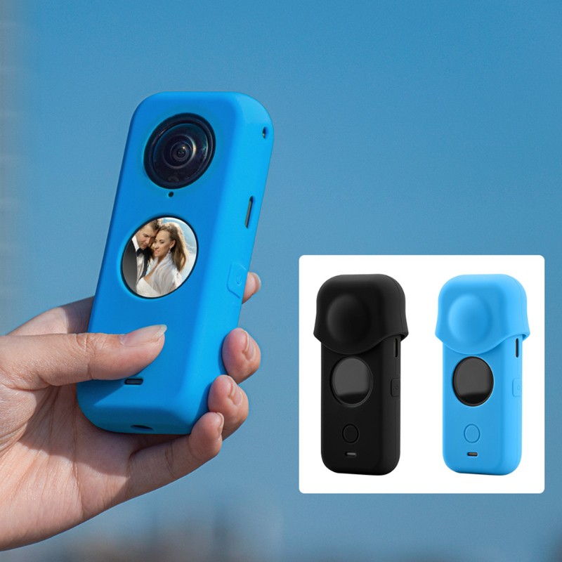 Vỏ silicon bảo vệ camera kèm nắp đậy ống kính cho Insta360 One X2