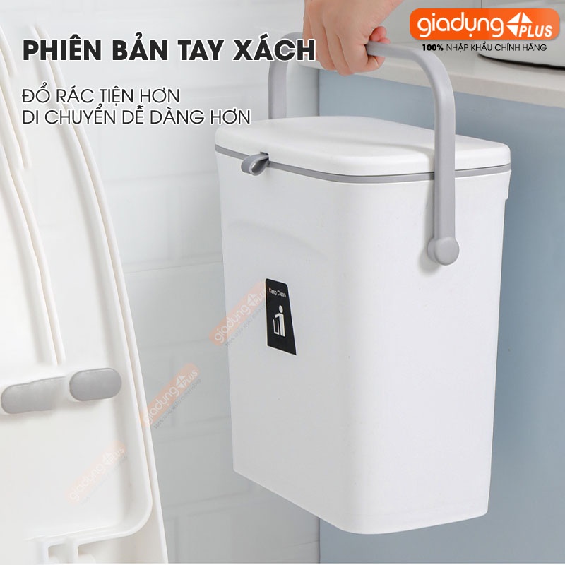 Thùng rác treo tủ bếp 9L, thùng rác nắp lật nắp đậy thông minh đậy kín bằng nhựa PP cao cấp  Lazydo
