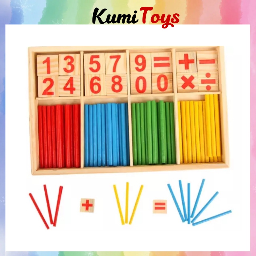 Bộ que tính gỗ giúp bé học toán hiệu quả Kumi toys