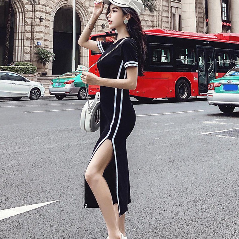 Đầm Midi nữ dáng ôm tay ngắn