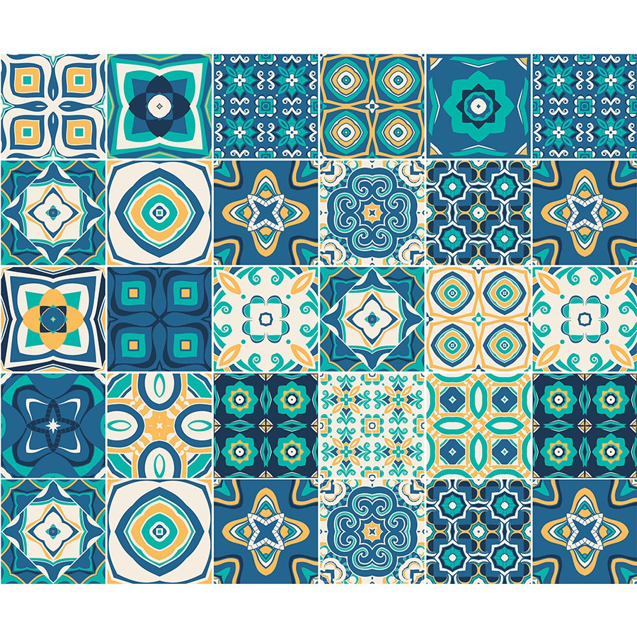 Decal Gạch Bông C28 - Set 30 ô 20x20cm - Decal Dán tường, Dán bếp, Trang trí nhà cửa - Viet Decor