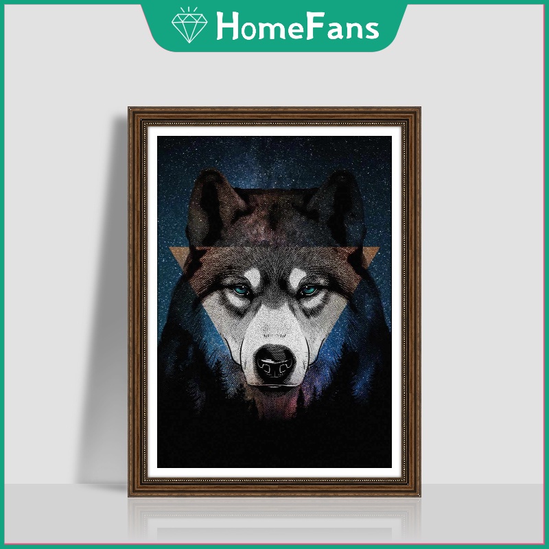 Bộ tranh đính đá 5D tự làm hình chú chó treo tường trang trí 30x40cm