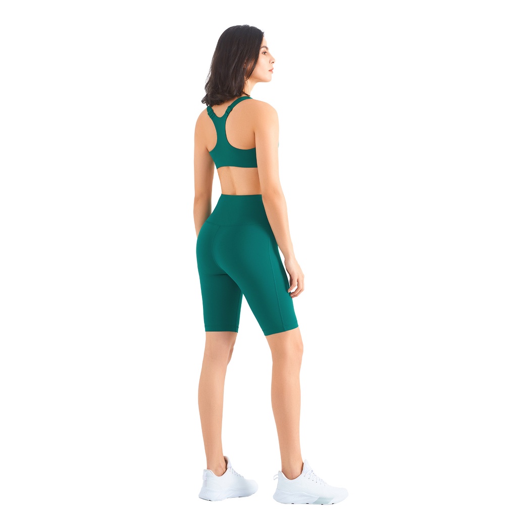 Set áo lót nâng ngực &amp; quần short HOPPE FUMENG cạp cao có dây kéo cho nữ