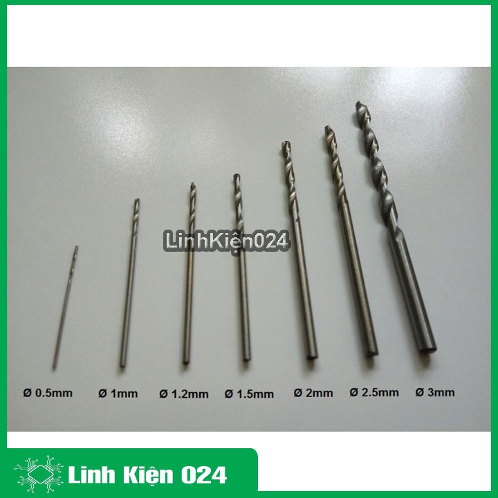 Bộ 11 Mũi Khoan Mini 0.5-0.6-0.7-0.8-0.9-1.0-1.2-1.5-2.0-3.0-5.0mm