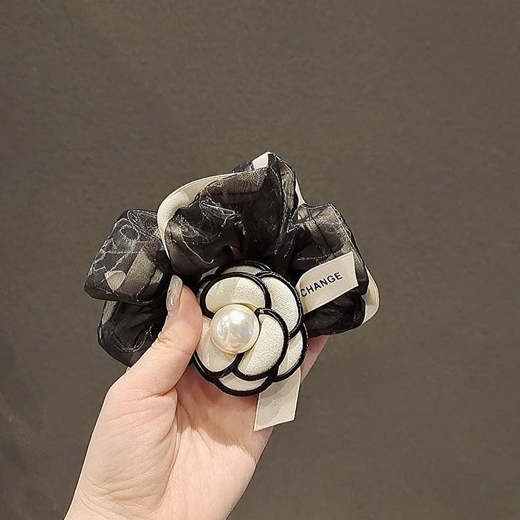 Dây Cột Tóc Cao Su Co Giãn Phối Hoa Trà Cỡ Nhỏ Phong Cách Hàn Quốc Xinh Xắn Cho Nữ