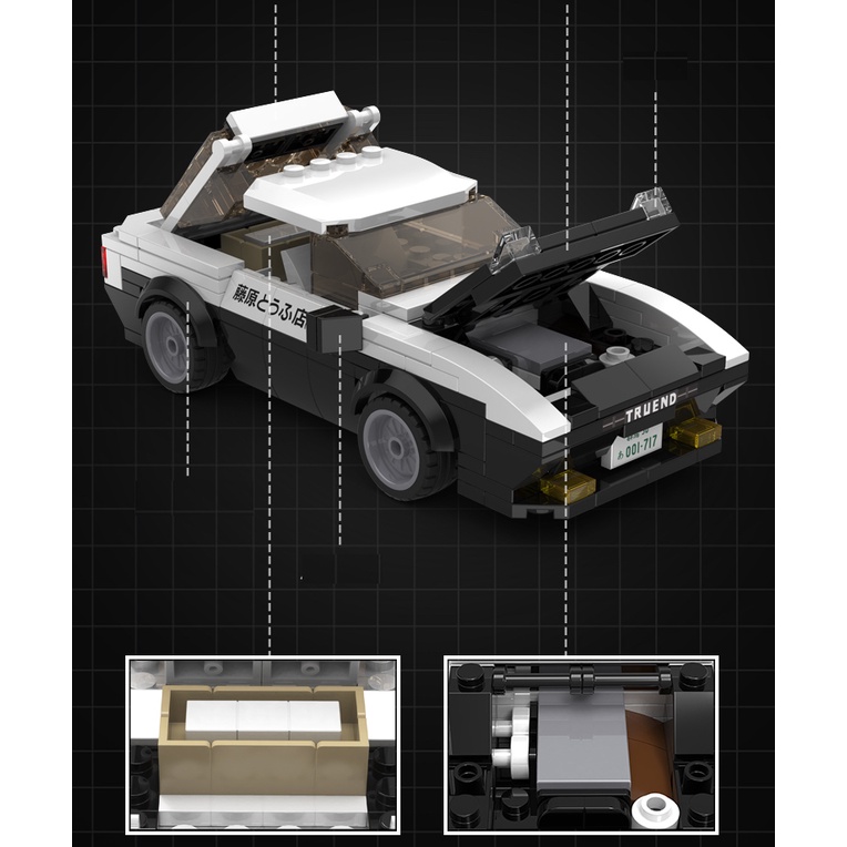 Bộ 280 Khối Lắp Ráp Mô Hình Xe Đua Thể Thao MOC Initial D JDM AE86 Tureno GT Mới