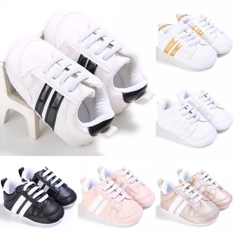 Giày Sneaker Da PU Đế Mềm Cột Dây Cho Bé Sơ Sinh 0-18 Tháng Tuổi