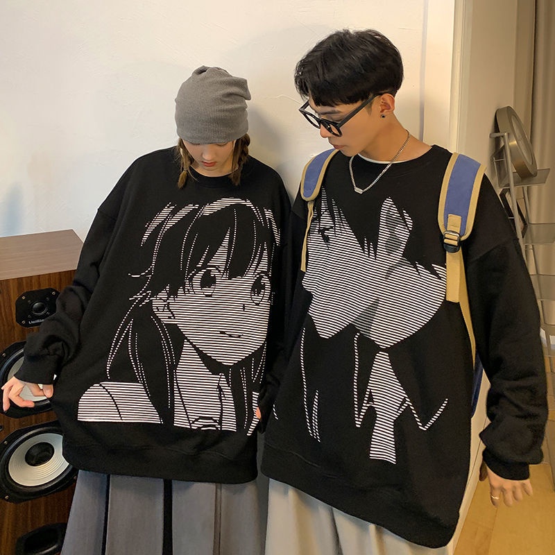 Áo Hoodie Dáng Rộng Thiết Kế Mới Họa Tiết Anime Thời Trang Theo Phong Cách Hàn Quốc Dành Cho Cặp Đôi