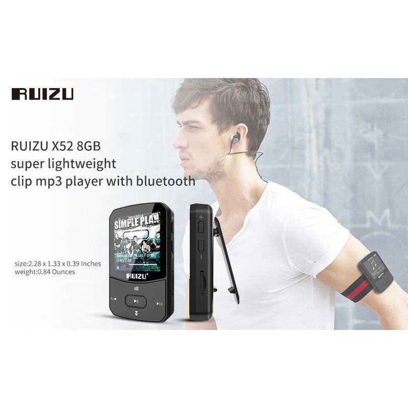 [Mã 273ELHA100K0 hoàn 7% đơn 500K] Máy Nghe Nhạc thể thao MP3 Sport Bluetooth 4.1 Ruizu X52 Bộ Nhớ Trong 8GB