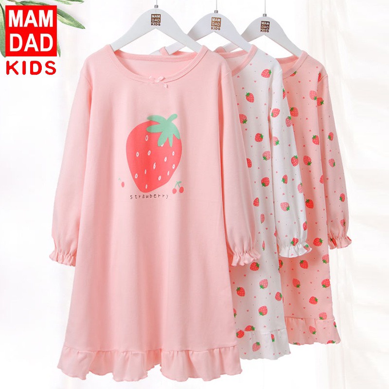 Váy cotton thu đông cho bé gái hãng Mamdadkids họa tiết đáng yêu