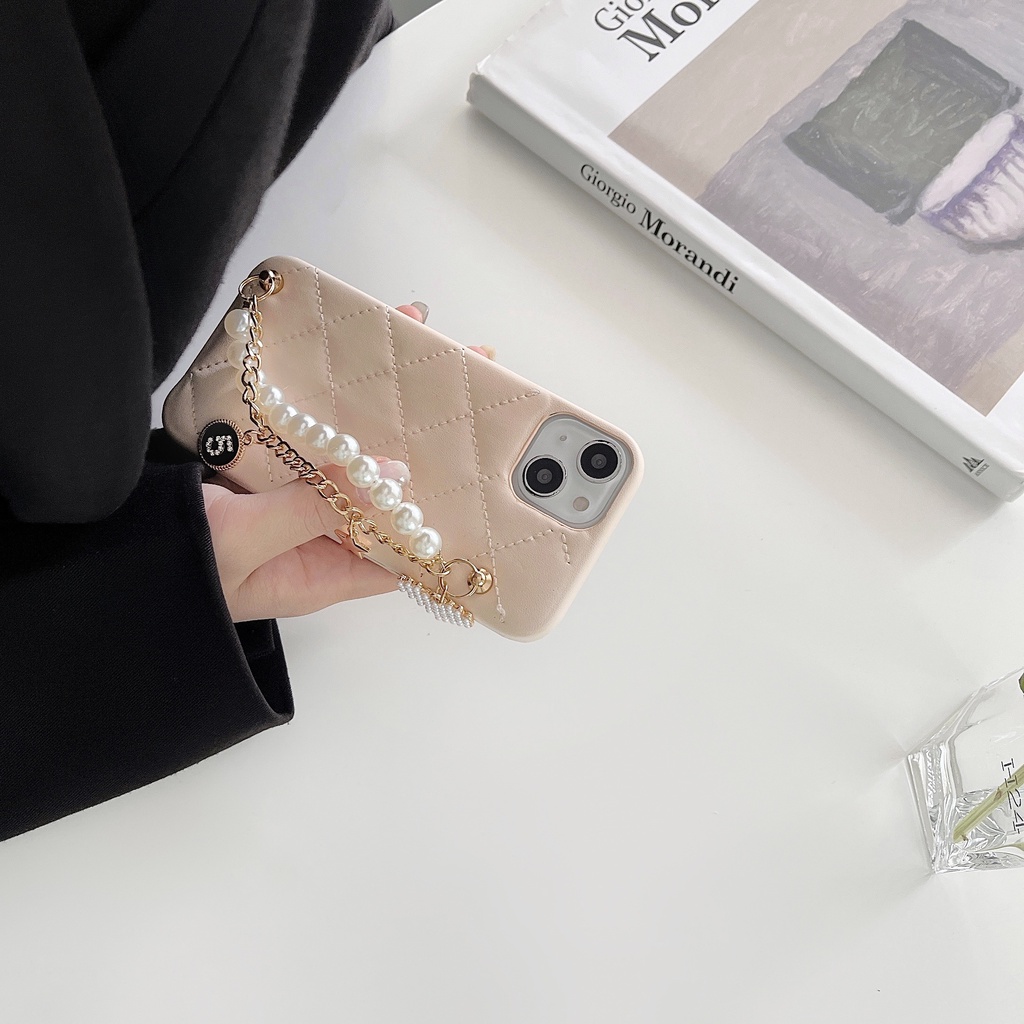 Ốp Điện Thoại Tpu Silicon Mềm Chống Sốc Phối Dây Đeo Ngọc Trai Dành Cho iphone 11 12 13Pro Max XS Max X XS XR