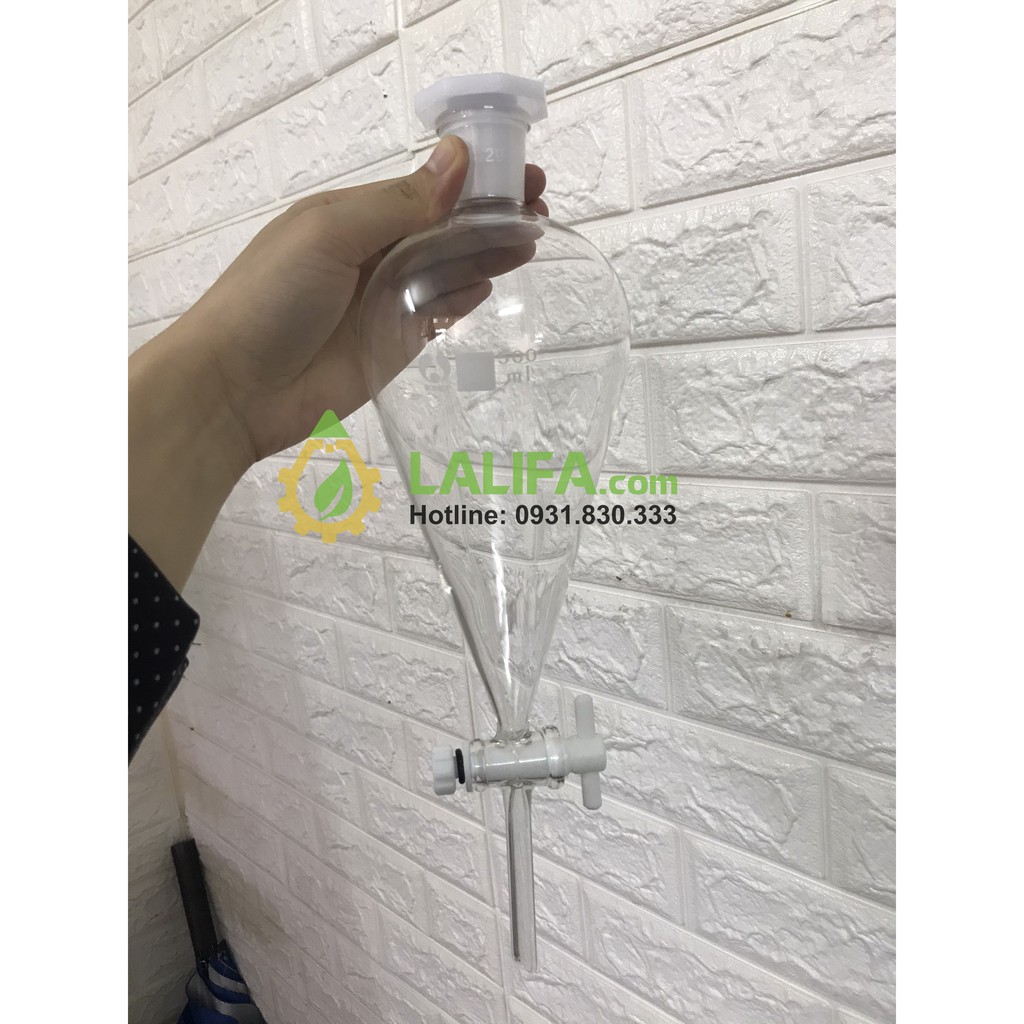 Phễu thủy tinh tách chiết tinh dầu chốt nhựa 500ml cao cấp