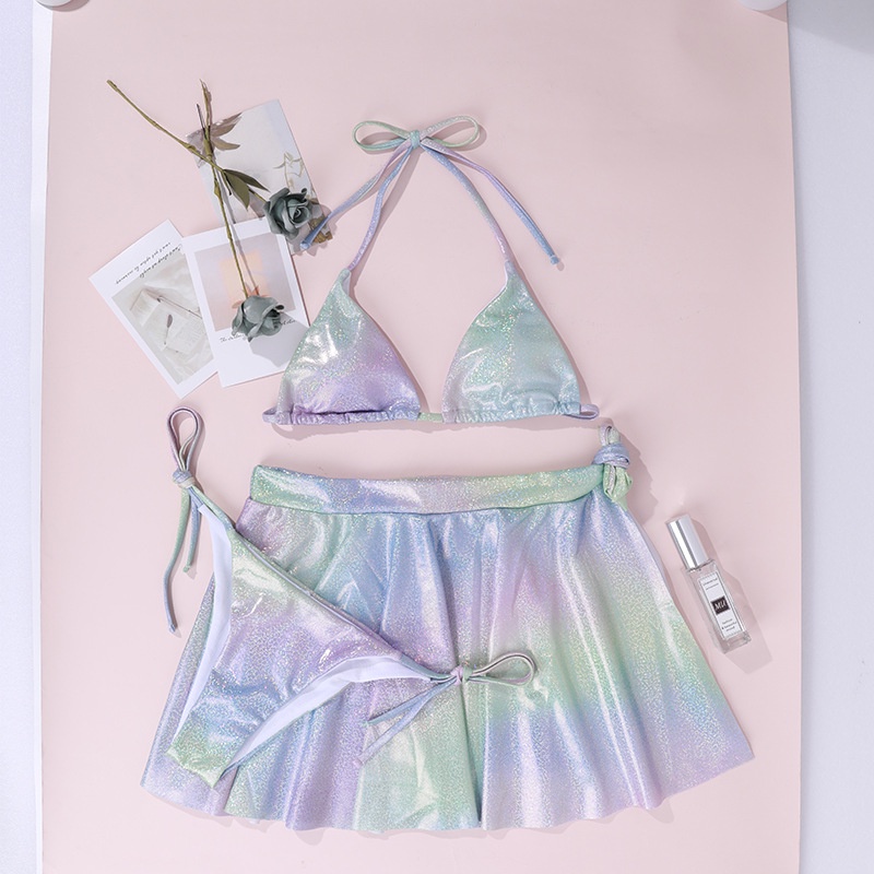 Phụ nữ Bơi Vòng tay Chất Liệu 3 Piece Cover Skirt Tie Bikini Đồ Bơi | BigBuy360 - bigbuy360.vn