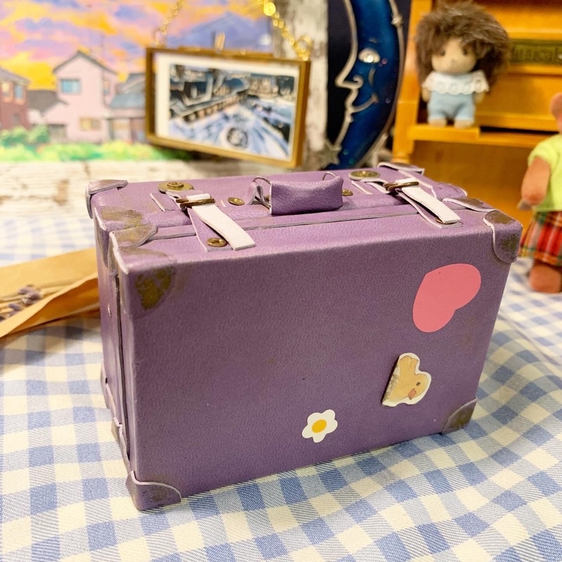 Vali da mini tím handmade đồ chơi decor dễ thương