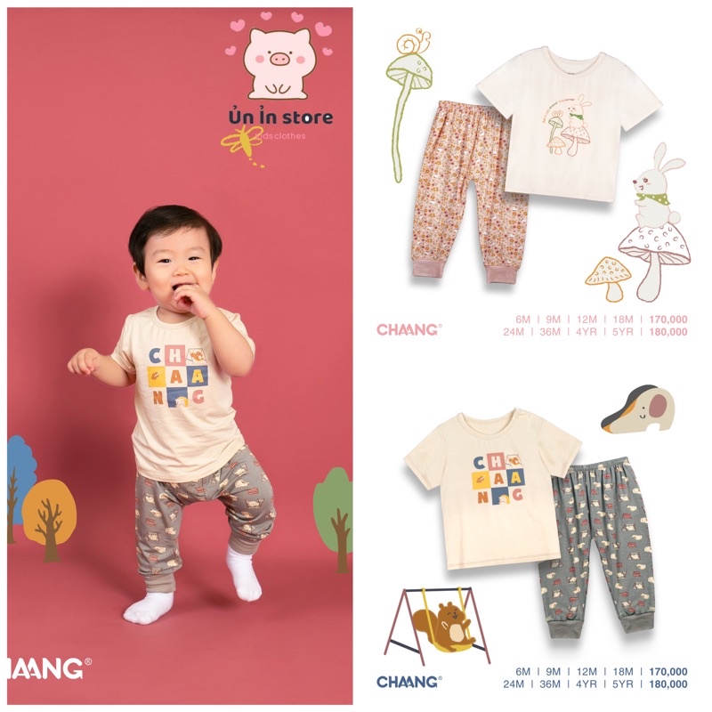 Chaang bộ quần áo cúc vai quần dài áo cộc tay cho bé Park SS2022D10