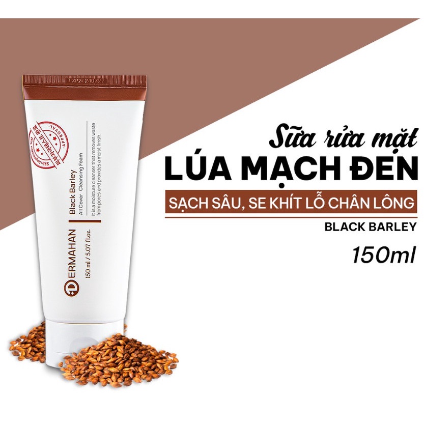 Sữa Rửa Mặt Dermahan Trà Xanh, Vitamin C, Lúa Mạch Đen Matcha & Milk Cleansing Foam 150ml