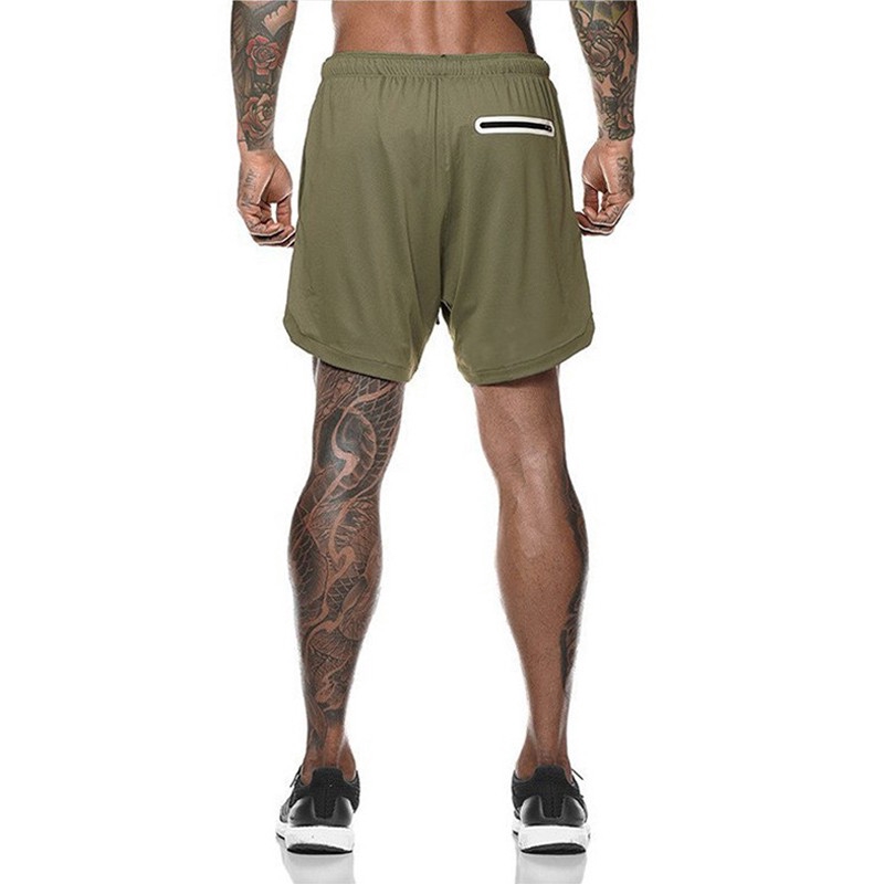 VQ Men's Sports jogging Shorts Double-layer Running Sweat Pants Fitness Quick-drying Breathable Stretch Plus Size 2 in1 Gym Bottom