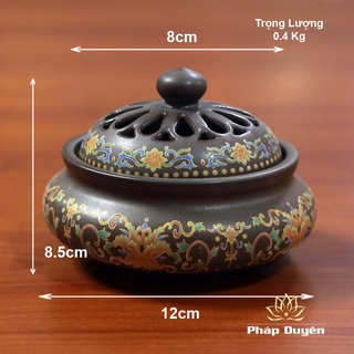 Lư xông trầm, lư đốt trầm gốm sứ in họa tiết nhiều cỡ - lư đốt trầm nụ