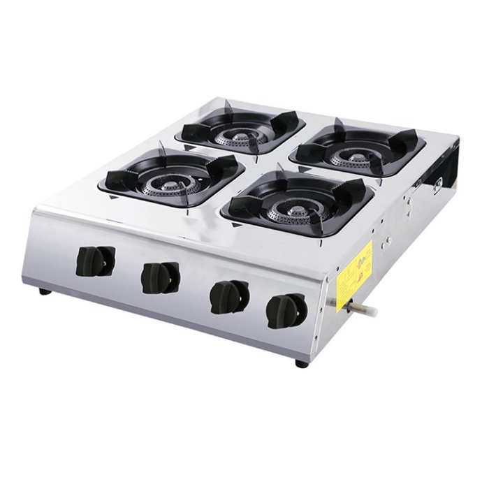 Bếp gas làm mỳ cay 4 họng, bếp ga 4 lò vuông Inox